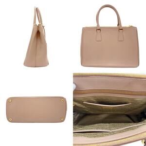 Prada shoulder bag handbag Beige gold Tan pink leather